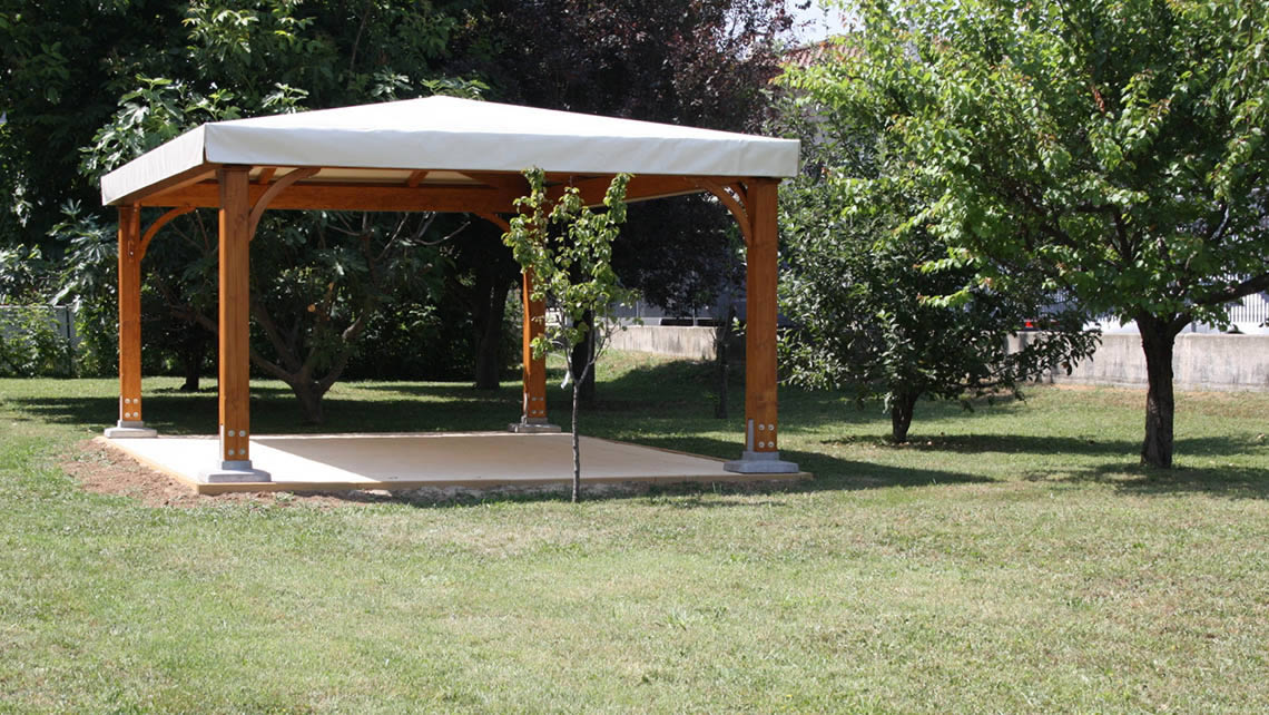 Gazebo in legno - CLASSIC - Proverbio Outdoor Design - tetto in tela